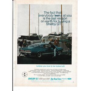 Vintage Shelby G.T. Auto Magazine Print‎ Advertisement Color 1967